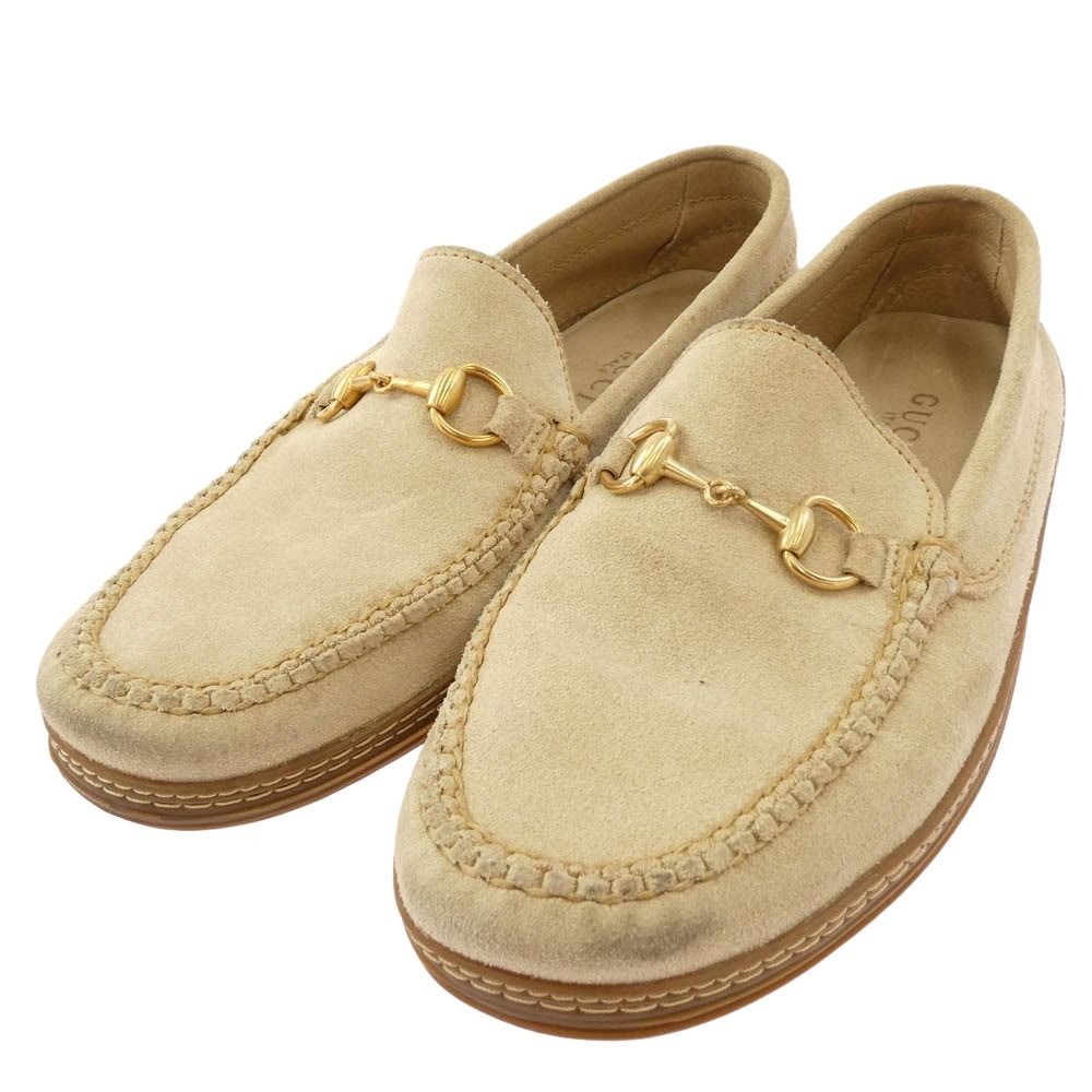 GUCCI グッチ ホースビット スエード ローファー ベージュ系 7M【中古