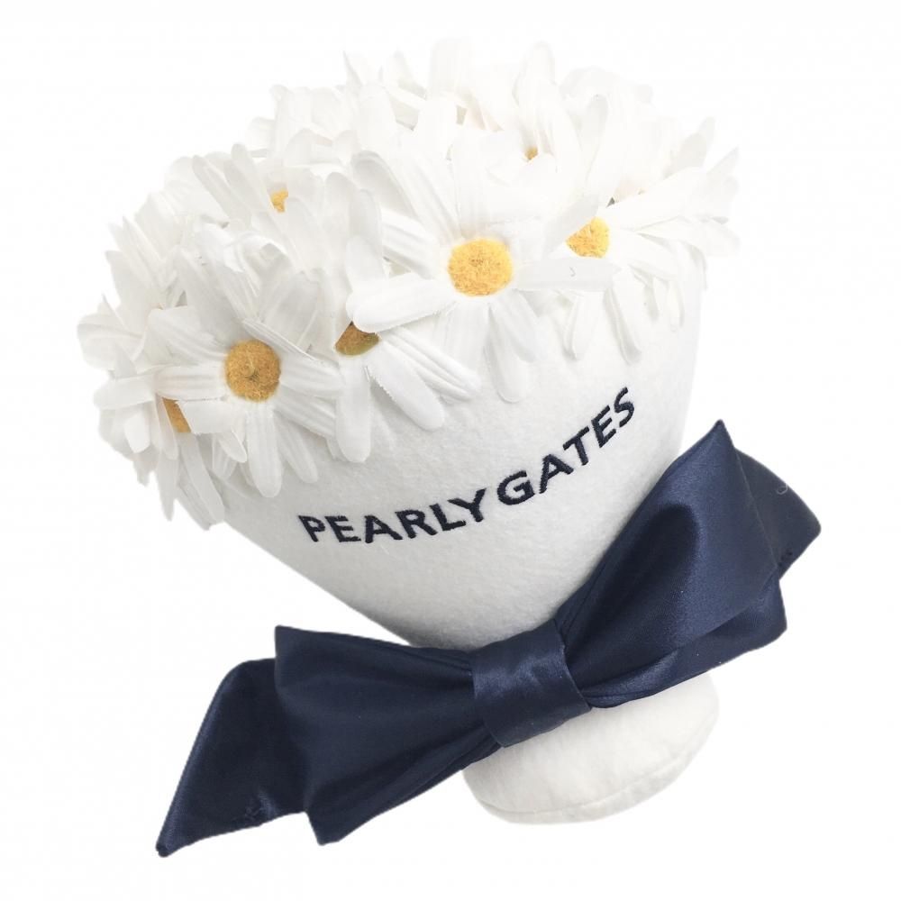 パーリーゲイツ ボールポーチ 白×ネイビー ブーケ型 リボン カラビナ付き ボールケース ゴルフ PEARLY GATES