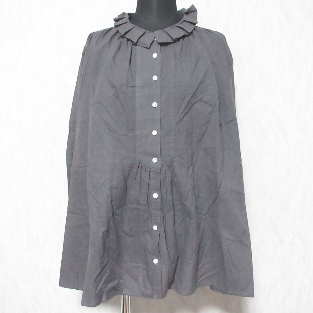 良品 tumugu ツムグ ロングスリーブ フリルカラー シャツ ブラウス TB17334 F グレー レディース 古着 中古 USED 良品 tumugu ツムグ ロングスリーブ フリルカラー シャツ ブラウス