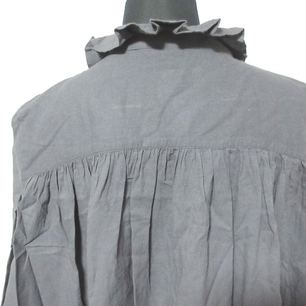 良品 tumugu ツムグ ロングスリーブ フリルカラー シャツ ブラウス TB17334 F グレー レディース 古着 中古 USED 良品 tumugu ツムグ ロングスリーブ フリルカラー シャツ ブラウス