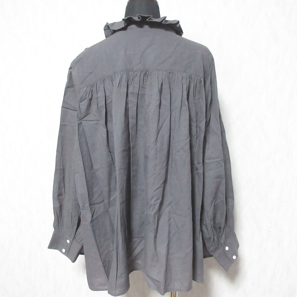 良品 tumugu ツムグ ロングスリーブ フリルカラー シャツ ブラウス TB17334 F グレー レディース 古着 中古 USED 良品 tumugu ツムグ ロングスリーブ フリルカラー シャツ ブラウス