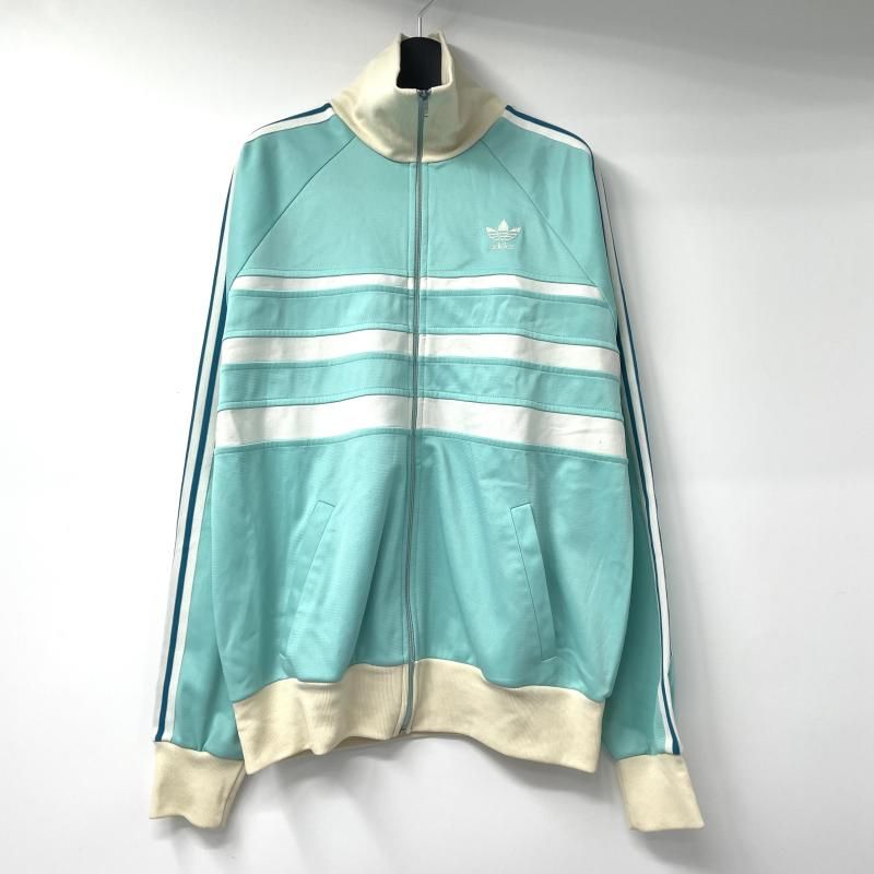 中古】70-80s adidas ボーダー トラックジャケット サイズL 水色