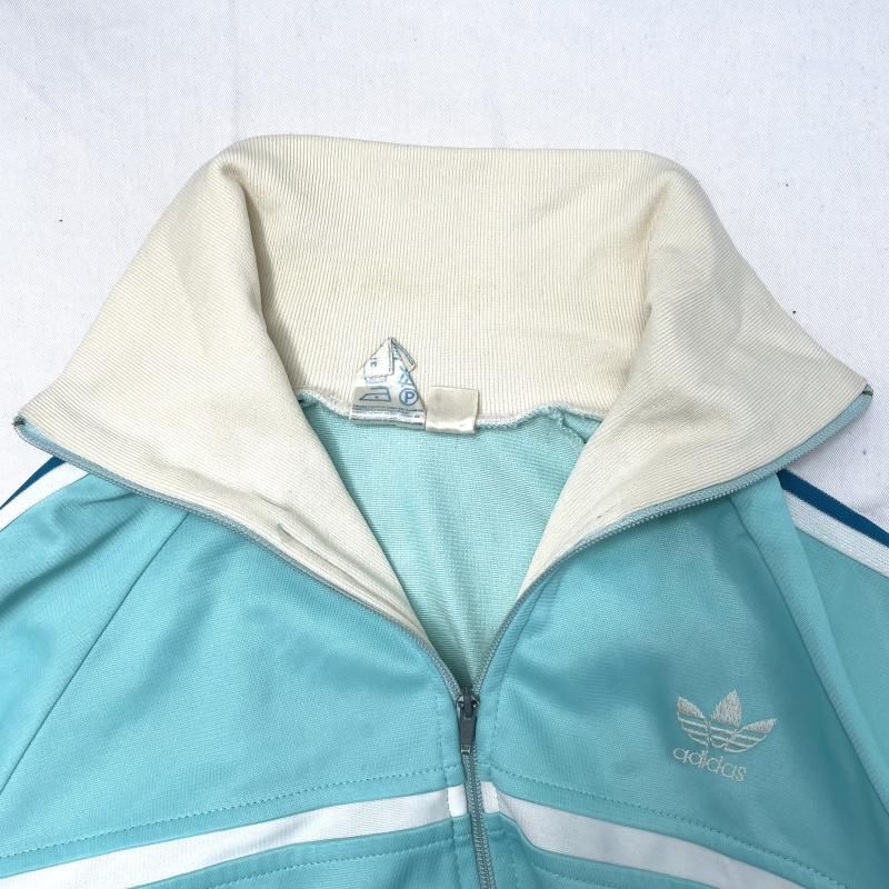 中古】70-80s adidas ボーダー トラックジャケット サイズL 水色