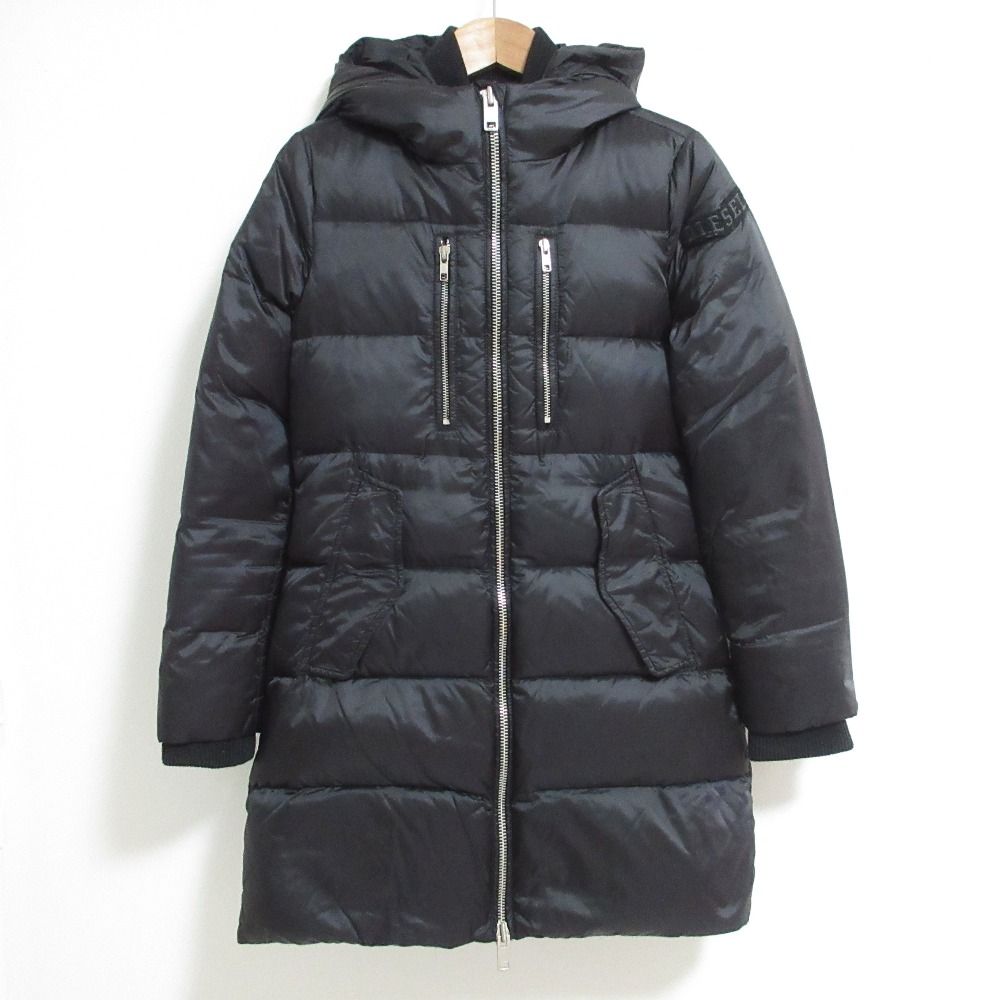 美品 DIESEL ディーゼル フーデッド ダウンコート XXSサイズ ブラック