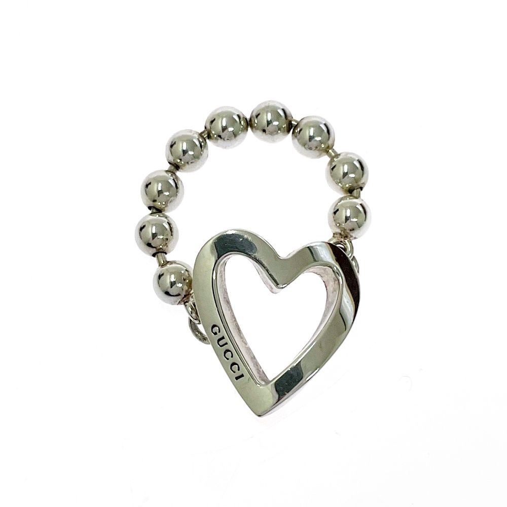 中古】【保存袋付き】 GUCCI グッチ シルバー ハート ボールチェーン