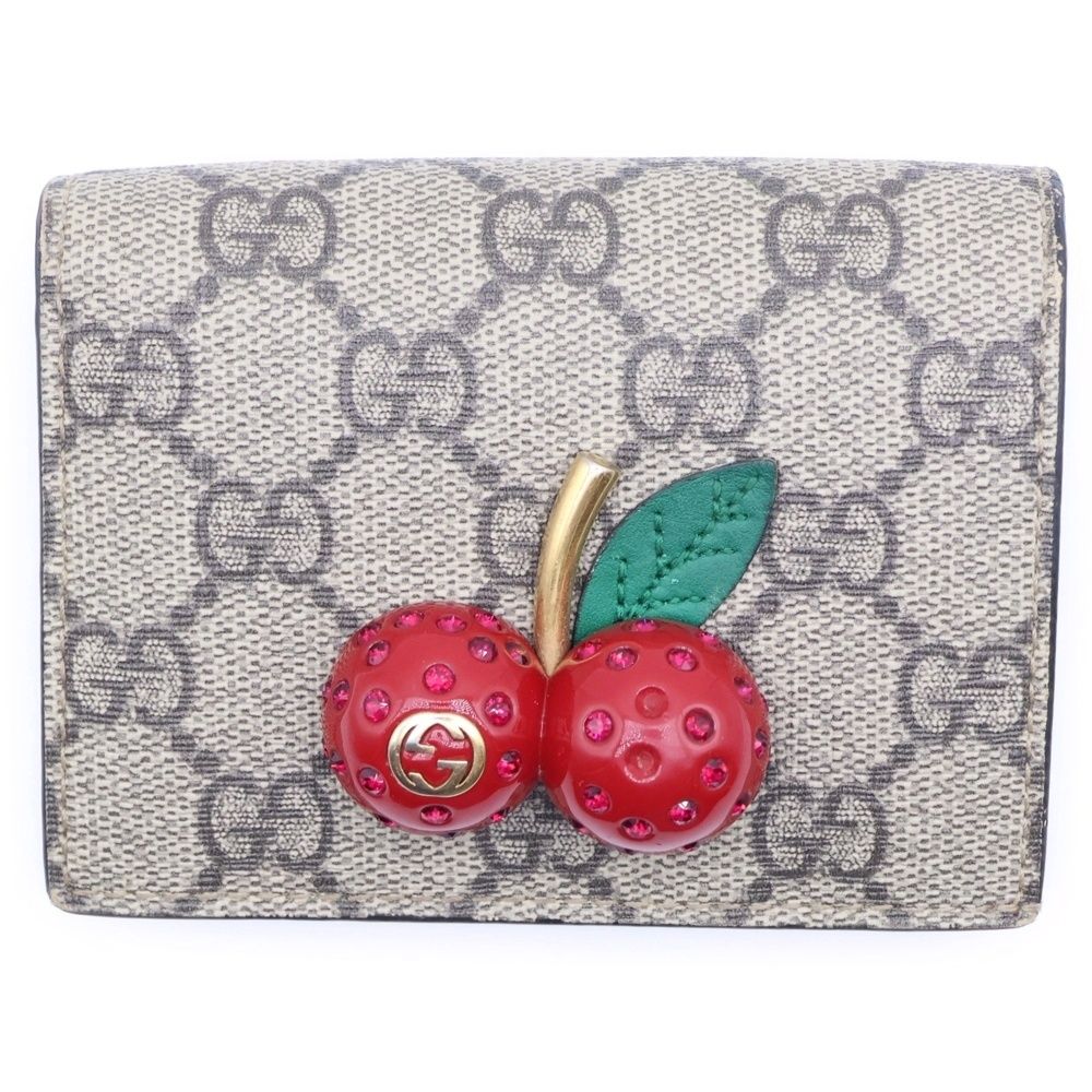 GUCCI (グッチ) GGスプリーム チェリー ミニウォレット 二つ折り財布