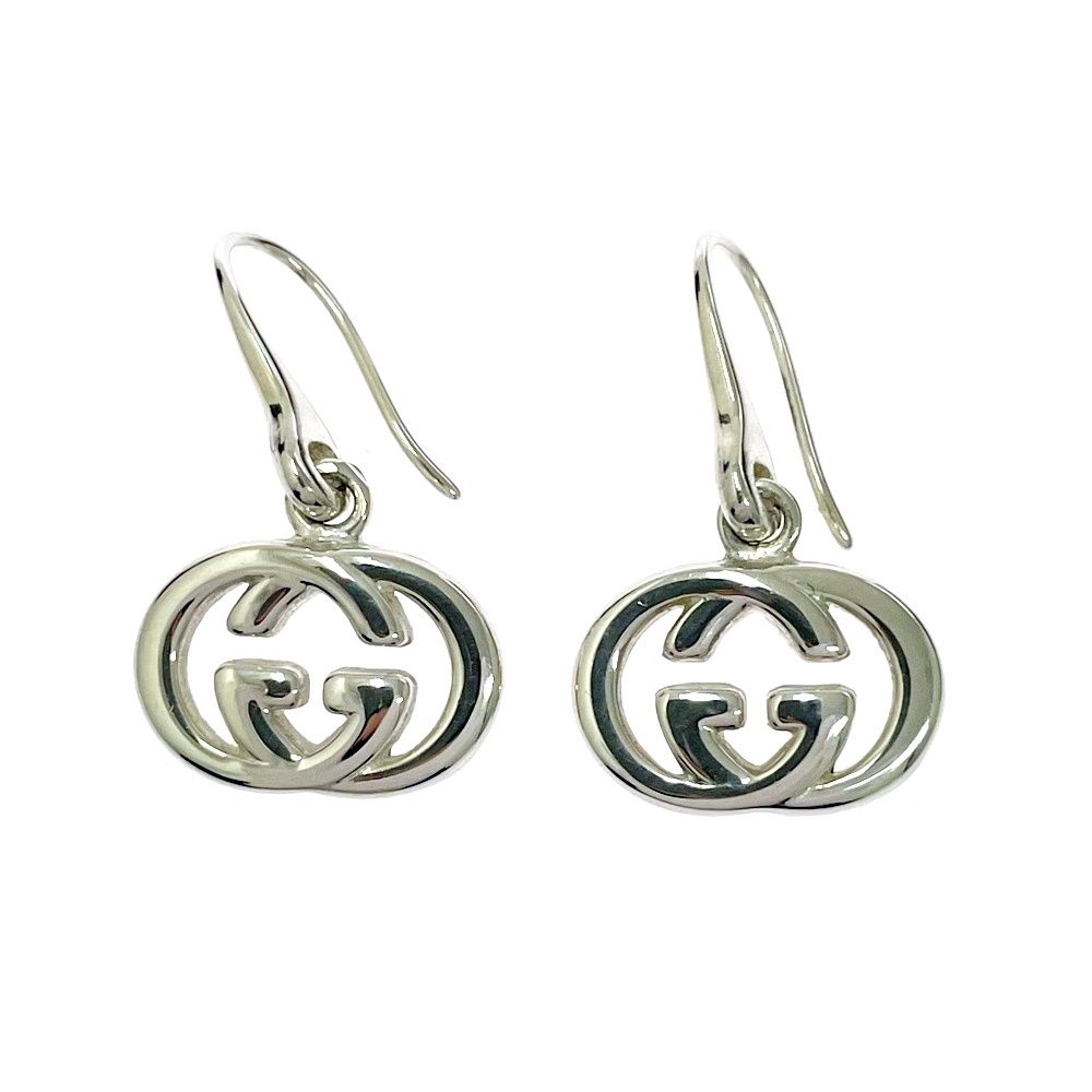 中古】GUCCI グッチ シルバー インターロッキングG フック ピアス 7.6g