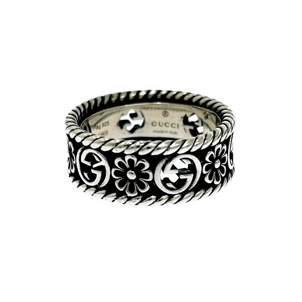 中古】GUCCI グッチ シルバー インターロッキングG フラワー リング