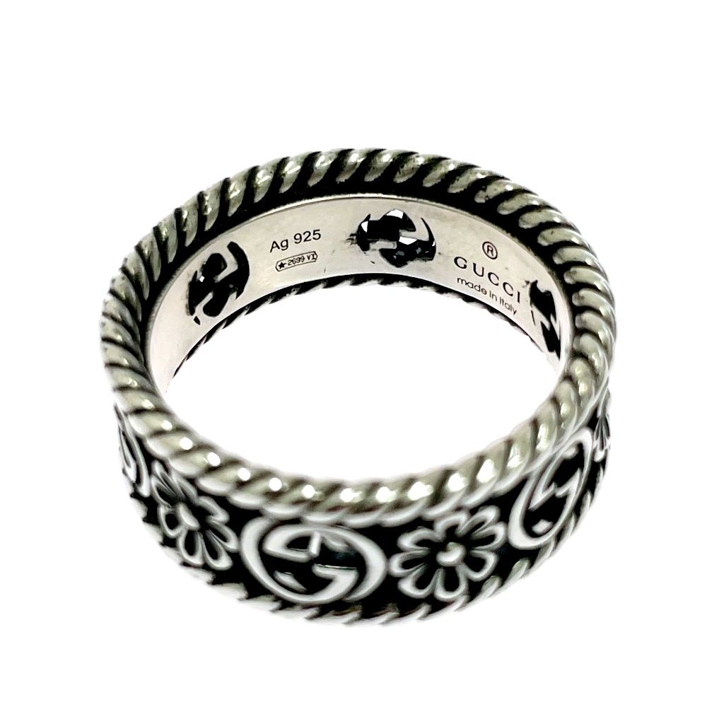 中古】GUCCI グッチ シルバー インターロッキングG フラワー リング