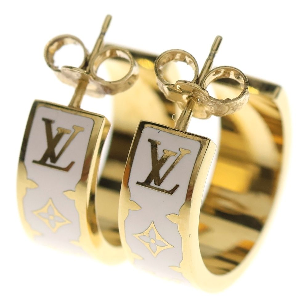 LOUIS VUITTON (ルイヴィトン) ピアス・ナノ グラム エナメル ゴールド