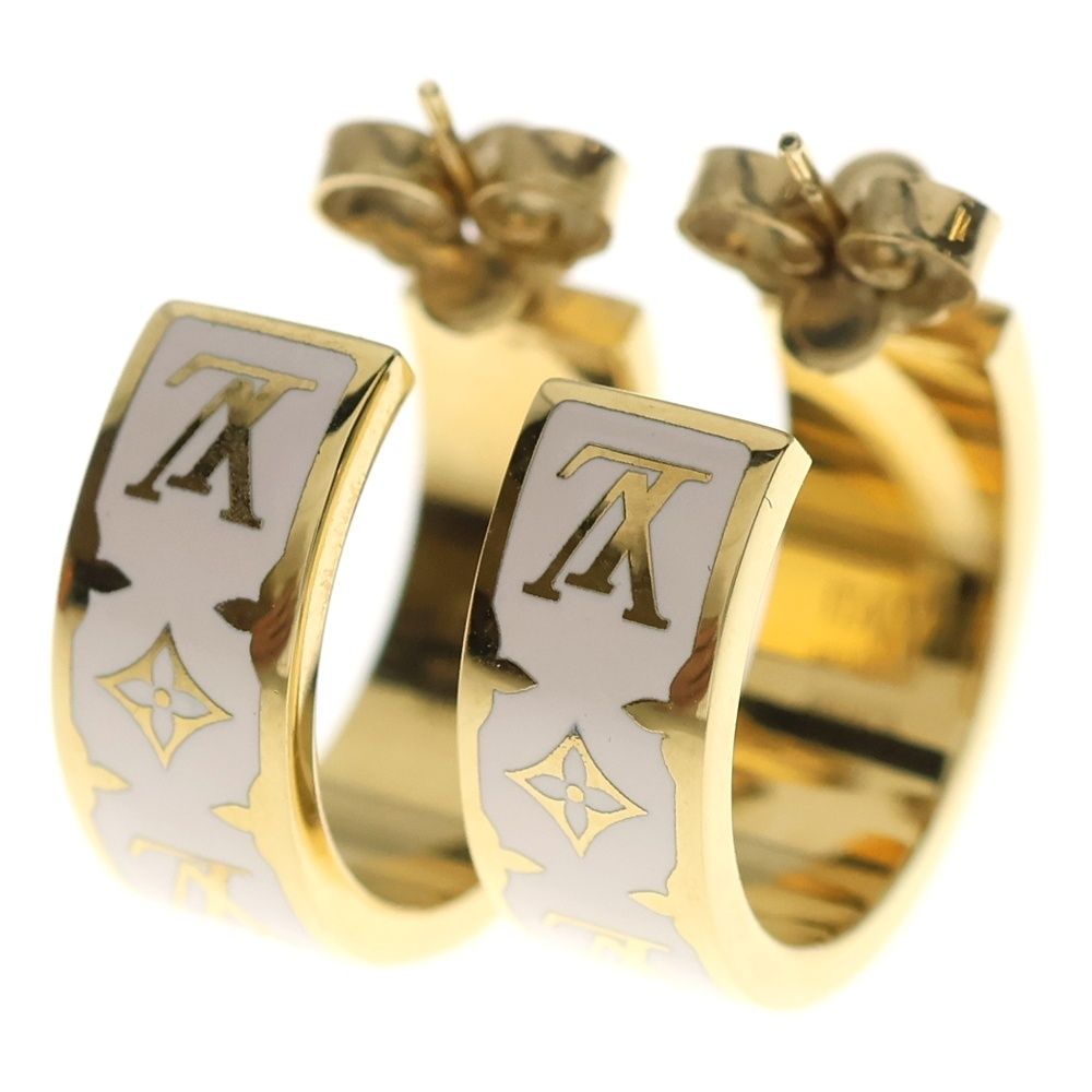 LOUIS VUITTON (ルイヴィトン) ピアス・ナノ グラム エナメル ゴールド