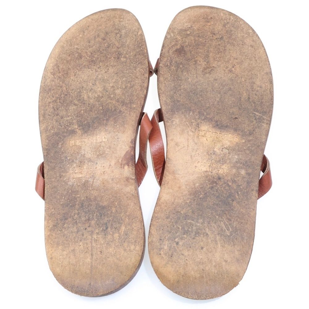 HERMES (エルメス) レザー ストラップ フラットサンダル シューズ