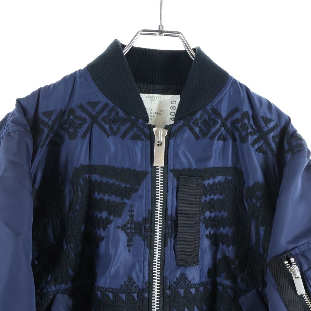 【限定☆価格】サカイ　ジャケット Sacai (サカイ) 18SS 刺繍総柄 ジップアップ ジャケット ブラック