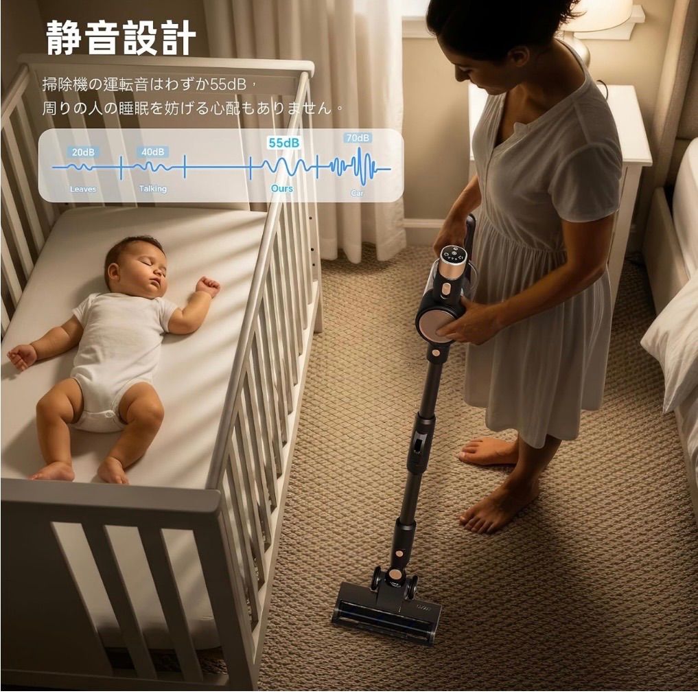 掃除機 コードレス 軽量55000pa 2段階強力吸引力 40分連続稼働
