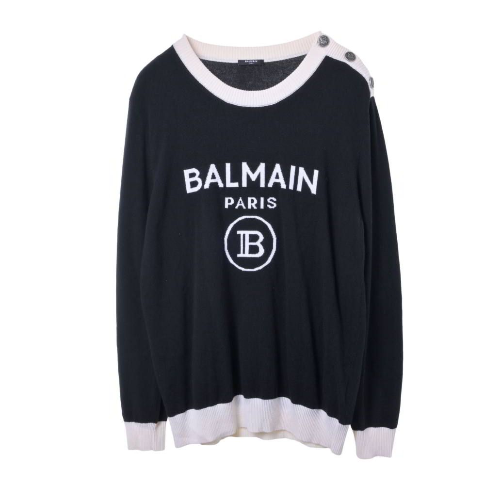BALMAIN カシミヤ混 ロゴ プルオーバー ニット BALMAIN バルマン
