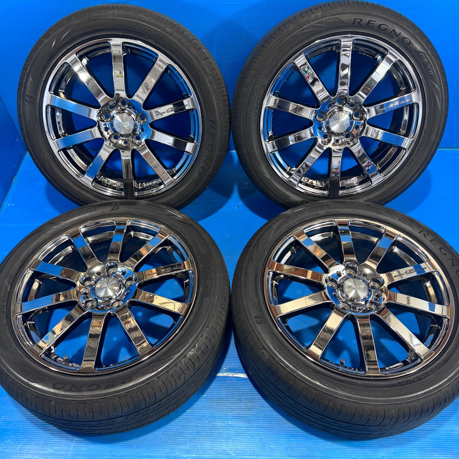 無限 MUGEN NR 17インチ 6.5J+55 5H114.3 鏡面メッキ ＆ BS