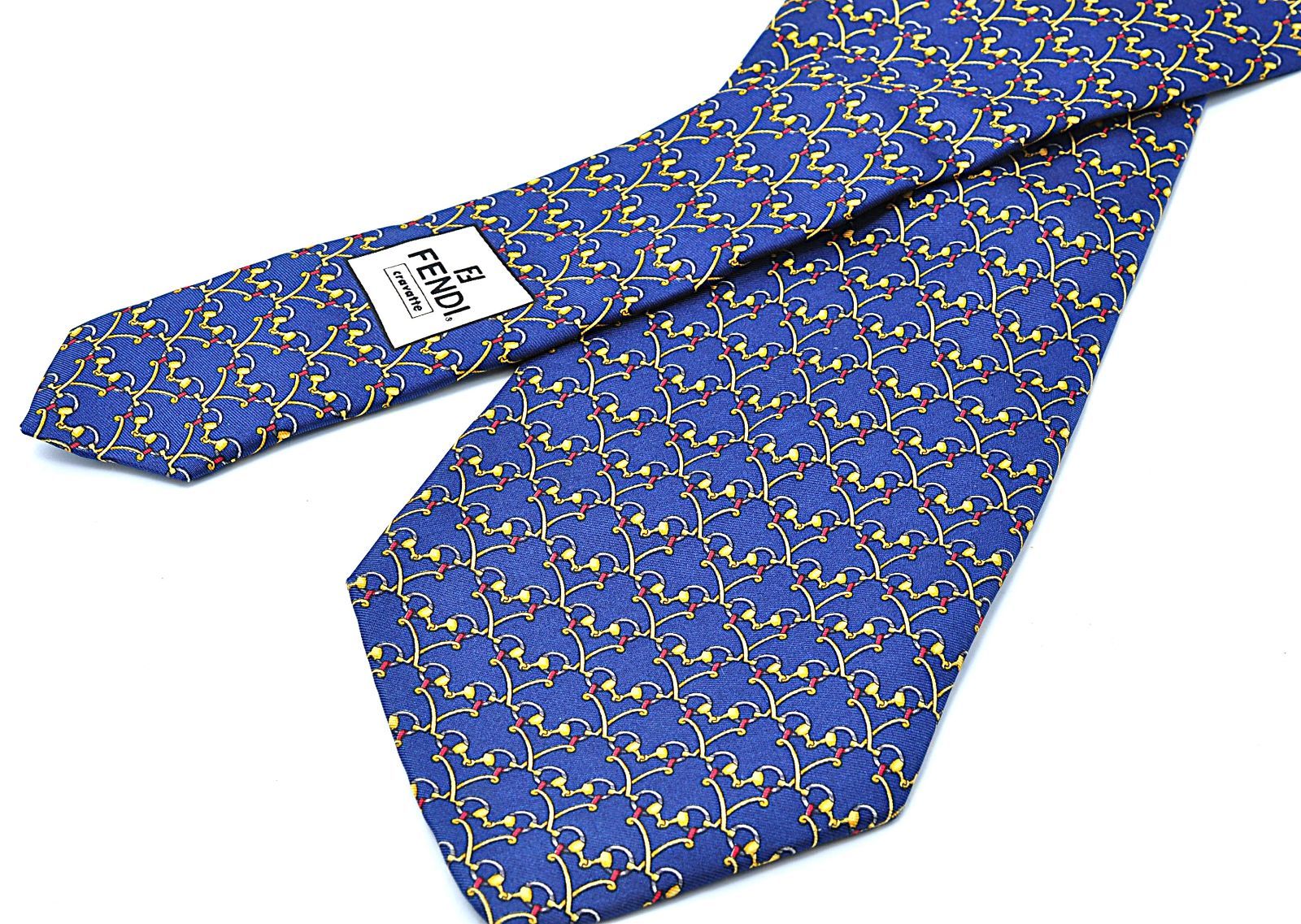FENDI フェンディ ネクタイ Silk シルク 総柄 ホースビット柄 ズッカ