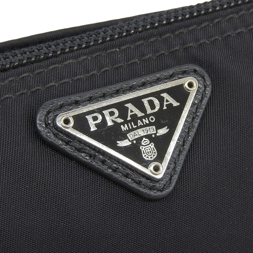 本物保証】 保付 超美品 プラダ PRADA 三角プレート ポーチ 1NA693