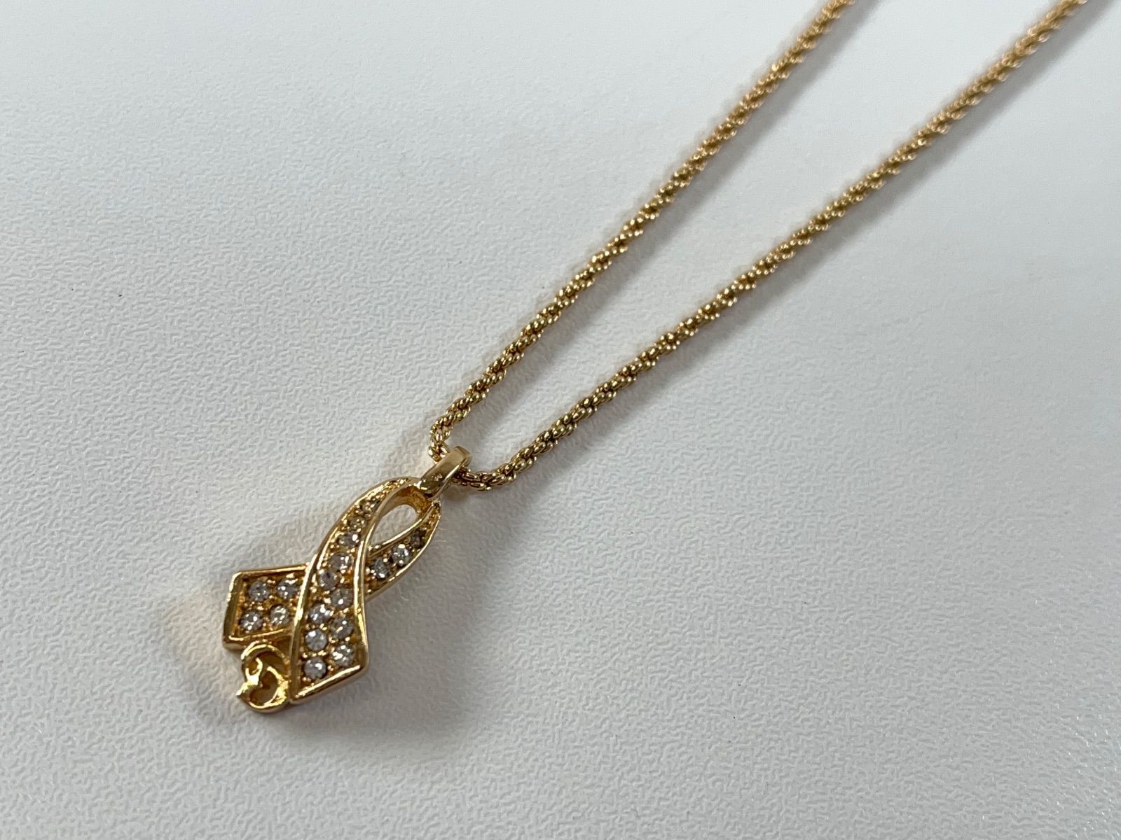 ☆美品 Christian Dior クリスチャン ディオール ネックレス リボン CD