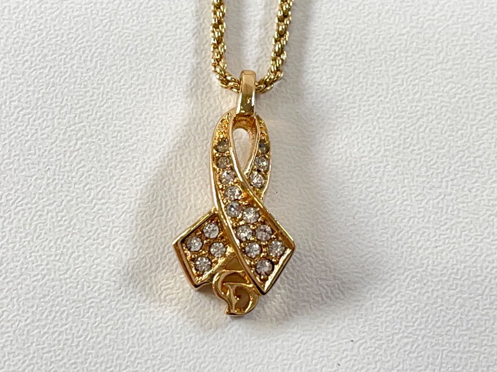 ☆美品 Christian Dior クリスチャン ディオール ネックレス リボン CD