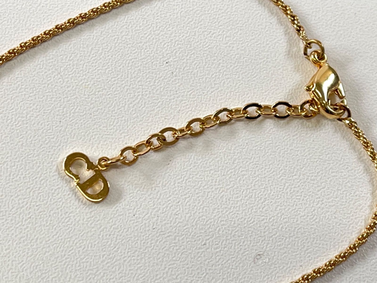 ☆美品 Christian Dior クリスチャン ディオール ネックレス リボン CD