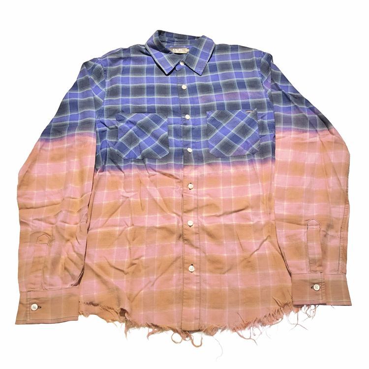 AMIRI アミリ カットオフグラデーション オンブレチェックシャツ 