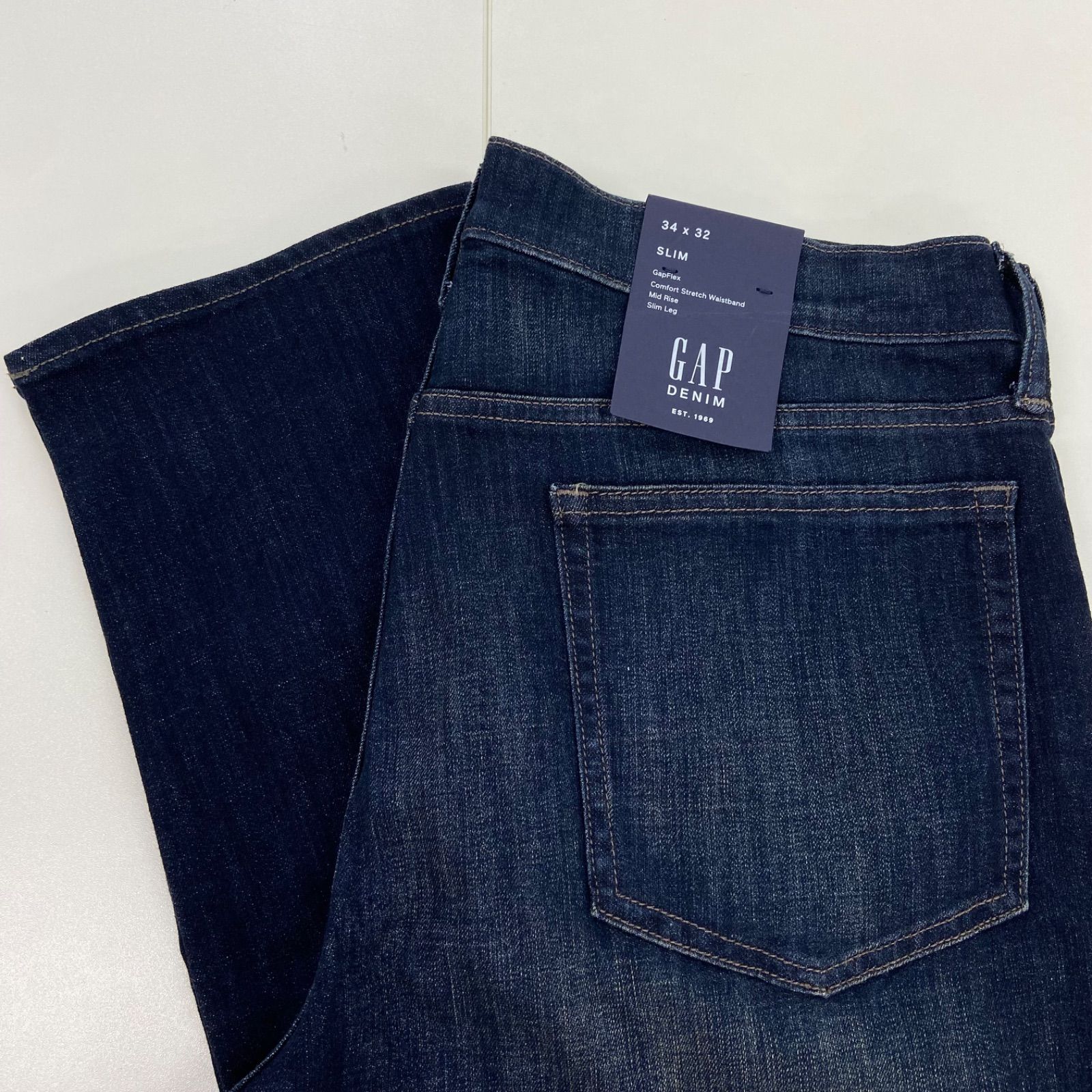 【新生活セール】【未使用】GAP    ギャップ　Gapflex    ギャップフレックス　ミッドライズ　スリム　ジーパン　濃紺　W34 L32
