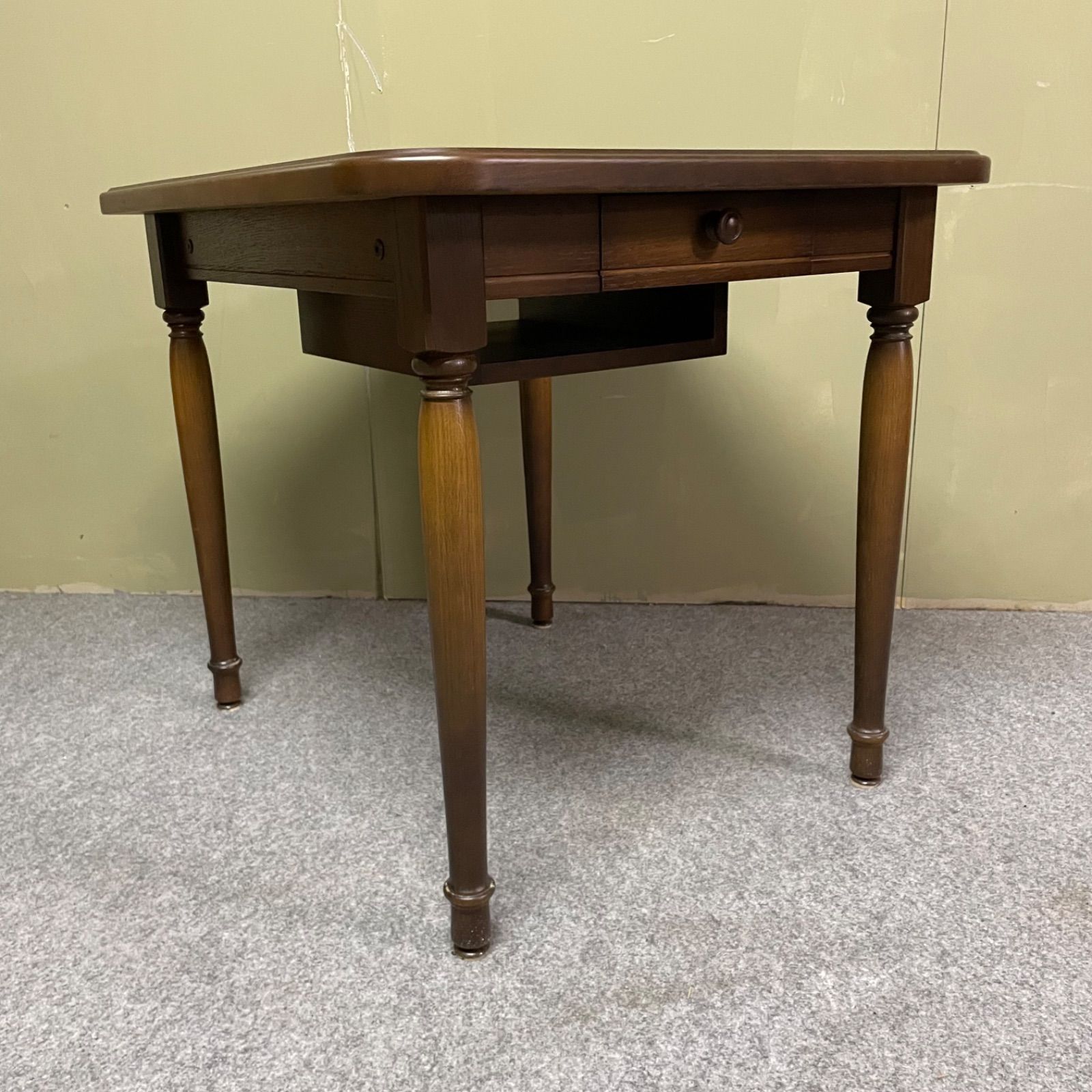 ♭ 飛騨家具 キツツキ アンティーク 木製 ダイニングテーブル 収納付き