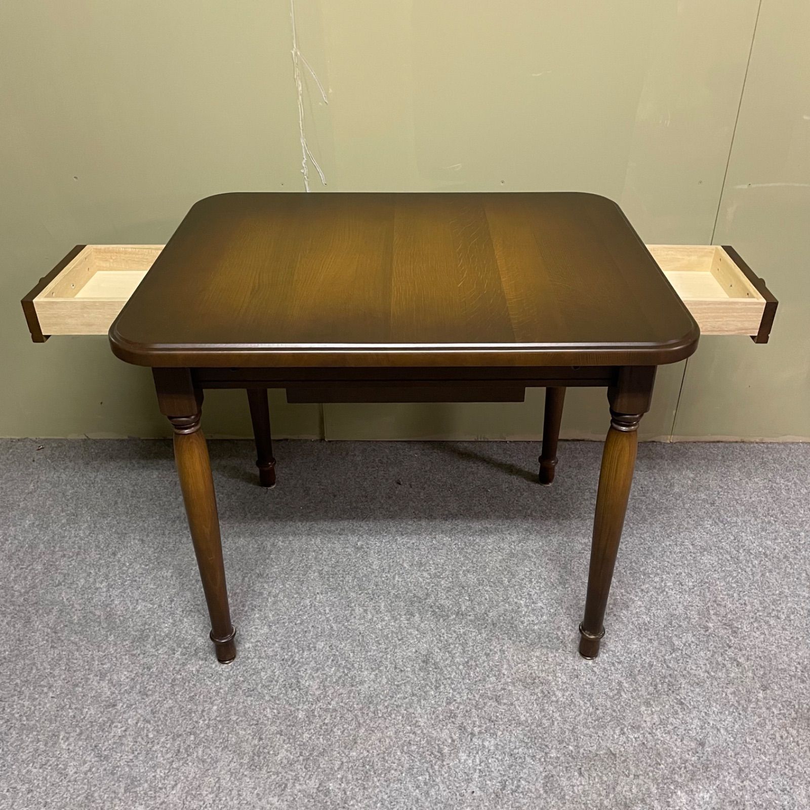 ♭ 飛騨家具 キツツキ アンティーク 木製 ダイニングテーブル 収納付き