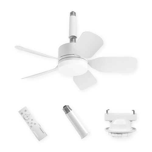 Hirameki シーリングファンライト 6階段風量調整 サーキュレーション効果 リモコン付き 調光調色 30W省電 シーリングライト ファン付き 軽量 小型 静か E26 引掛けモデル付き 延長パイプ2本付き ホワイト 5枚羽根 m 79d3f4fa