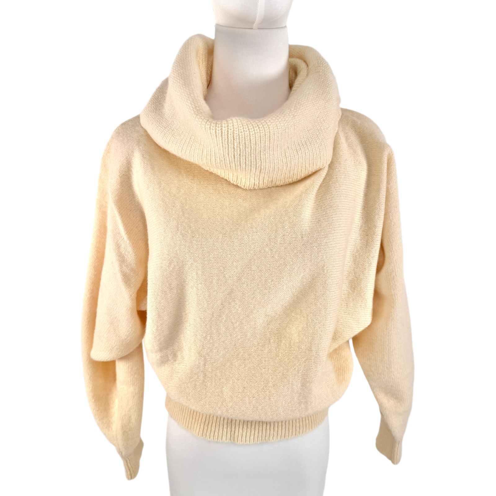 80s 90s 顔タグ 日本製 山本寛斎 オフタートルネックニット ゆったり襟