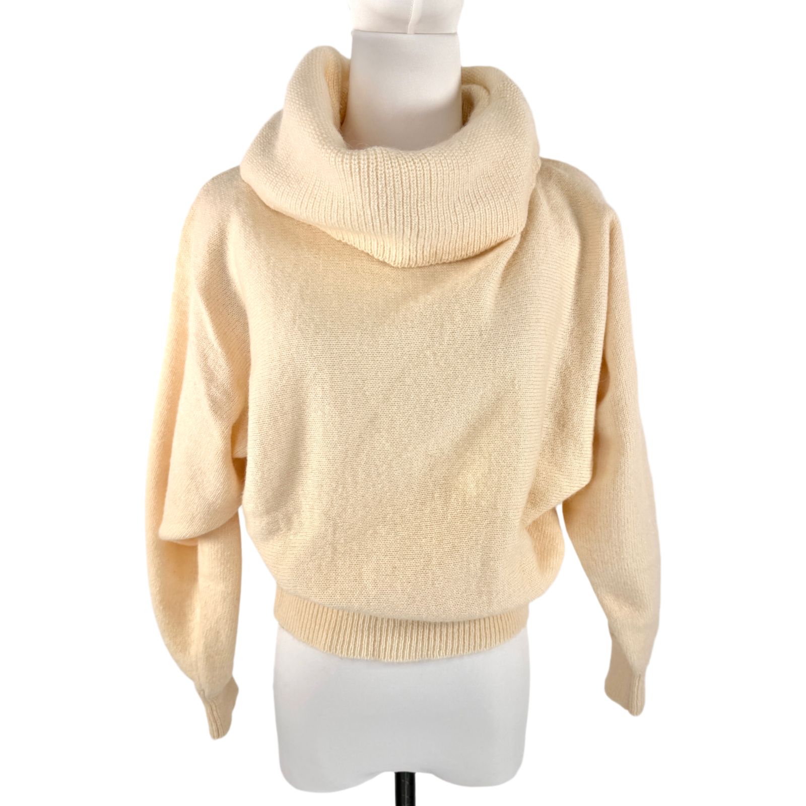 80s 90s 顔タグ 日本製 山本寛斎 オフタートルネックニット ゆったり襟