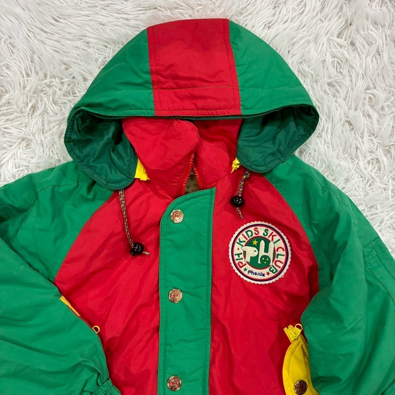 PHENIX キッズ スキーウェア 上下セット 130cm 赤×緑 PH KIDS SKI CLUB