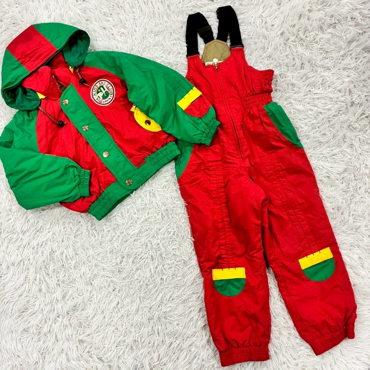 PHENIX キッズ スキーウェア 上下セット 130cm 赤×緑 PH KIDS SKI CLUB
