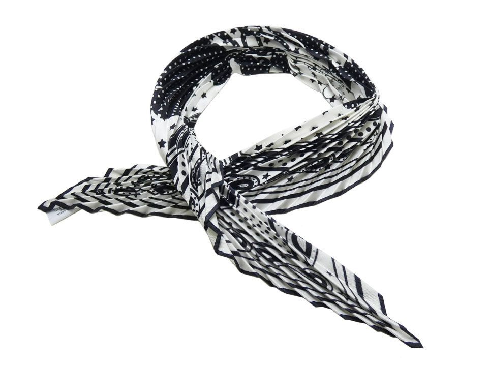 中古A】エルメス HERMES プリーツ シルクバンダナ/スカーフ ブリッド 