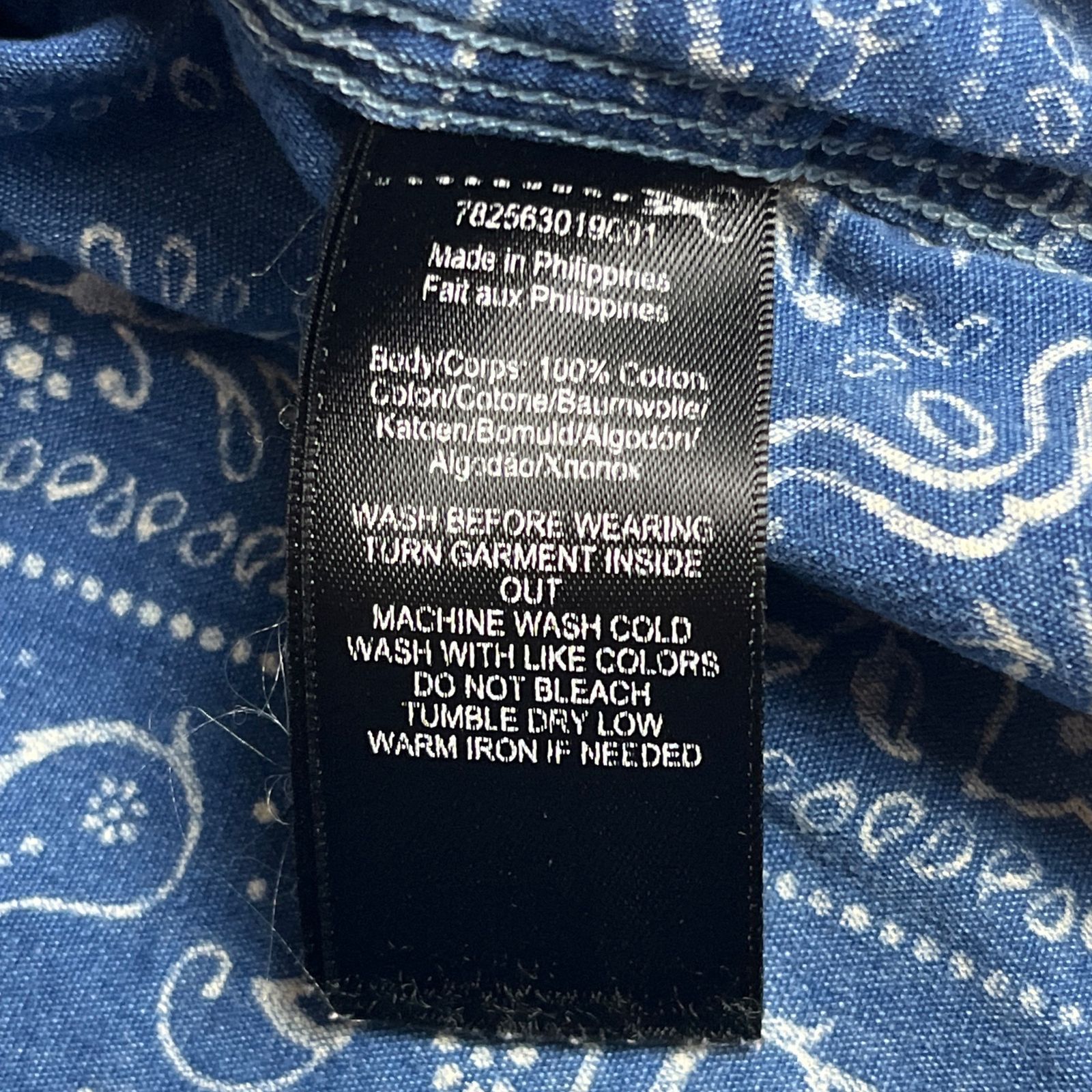 美品】RRL インディゴ バンダナパターン シャツ XS 猫目ボタン ダブル