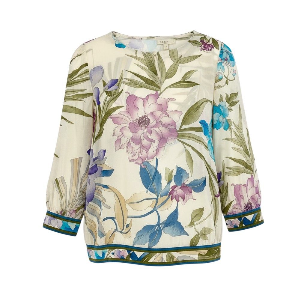 LEONARD カンカン素材 花柄 カットソー ベージュ L 美品] レオナール