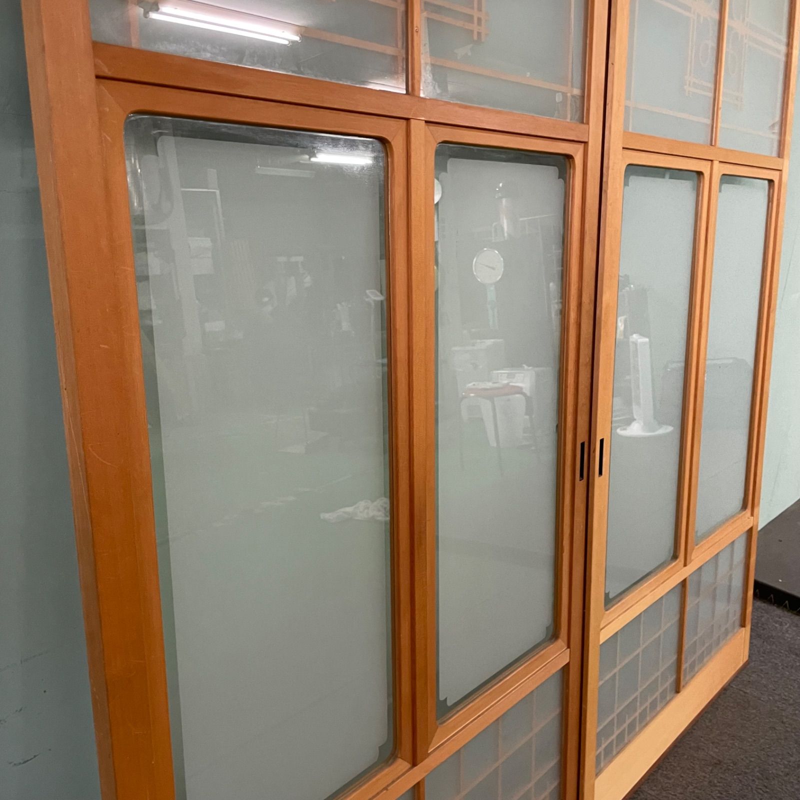 ♭ 建具 引き戸 W86cm×D3cm×H175.5cm 2枚セット アンティーク ガラス戸