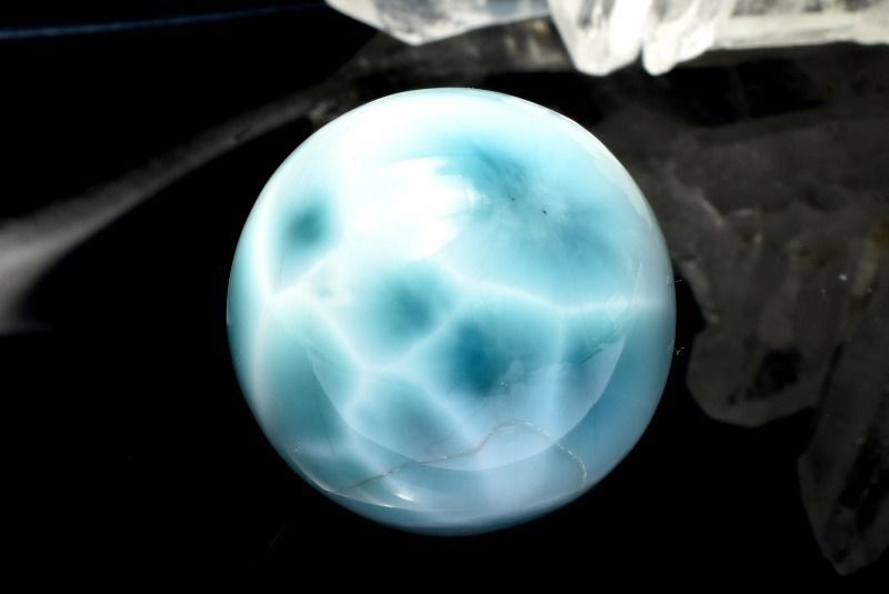 1点物】大珠◇三大ヒーリング ラリマー 25mm 丸玉(台座付き) スフィア