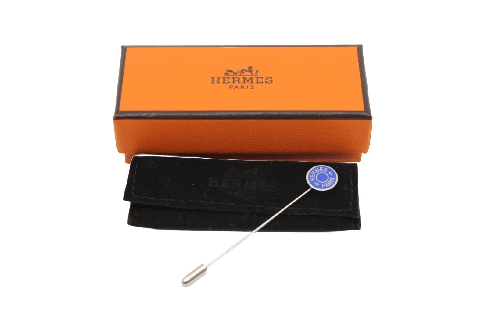 エルメス セリエ ブローチ ブルー 青 シルバー ピン ラペルピン