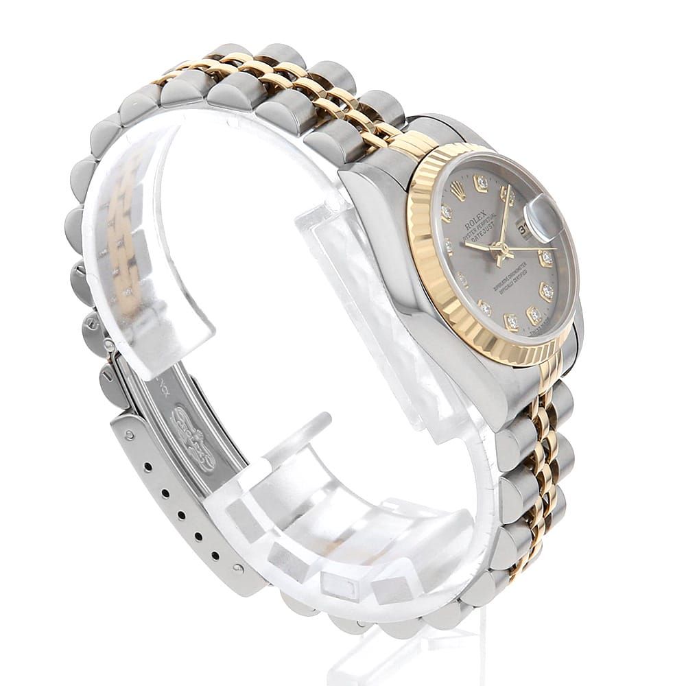 ロレックス デイトジャスト 10Pダイヤ 79173G グレー A番 中古