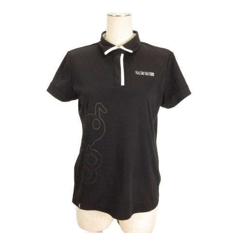 8YARDS ポロシャツ 半袖 ロゴ ハチプリント M ブラック ゴルフウエア