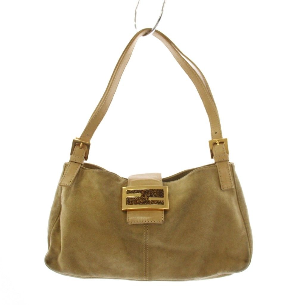 フェンディ FENDI マンマバケット ハンドバッグ スエード 黄色 /KH