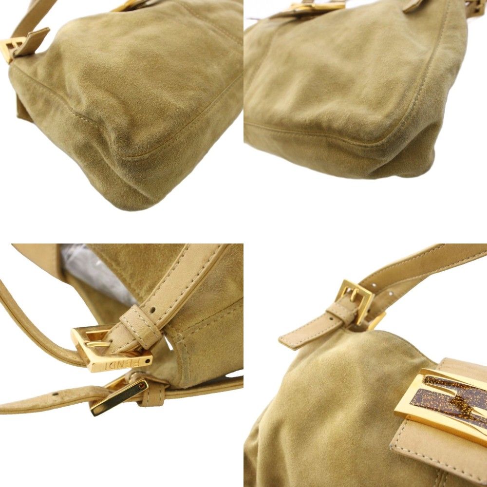 フェンディ FENDI マンマバケット ハンドバッグ スエード 黄色 /KH