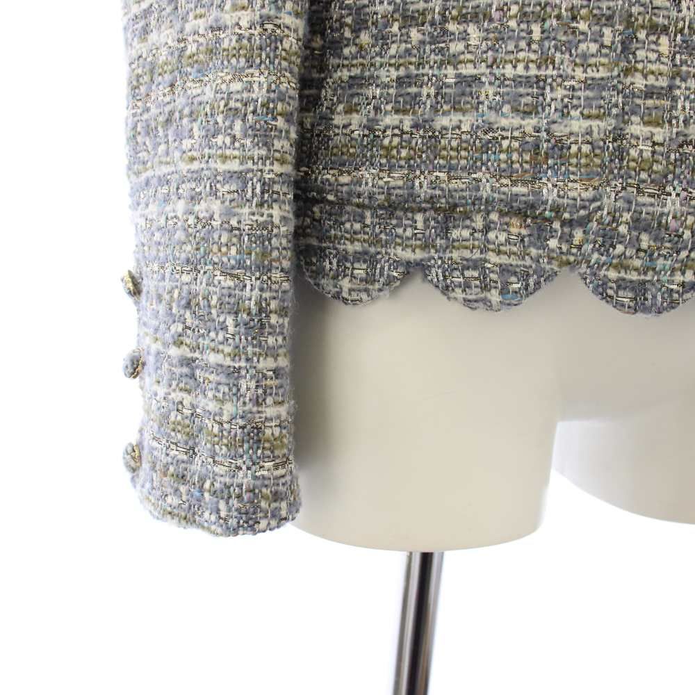 チェスティ Chesty スカラップツイードジャケット ノーカラー