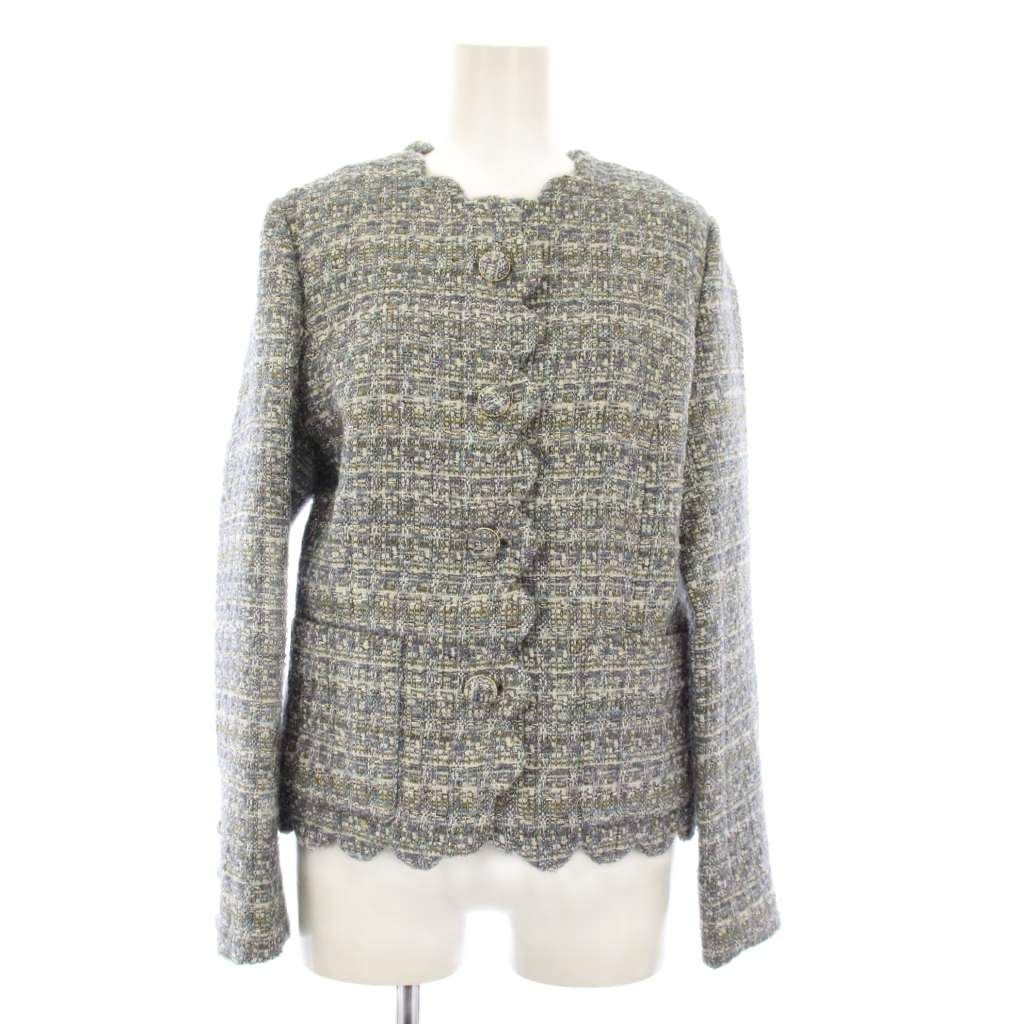 チェスティ Chesty スカラップツイードジャケット ノーカラー