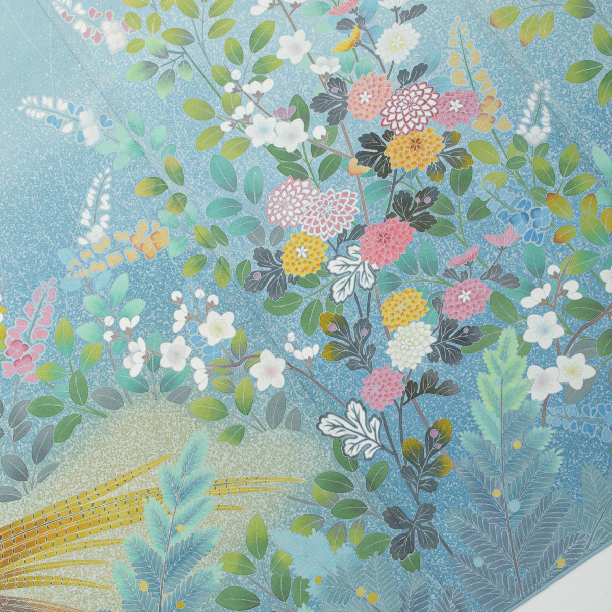 訪問着 美品 秀品 159cm 64cm 正絹 【中古】 手描友禅 奥田秀水作】 訪問着 四季花 瑞鳥文 瓶覗 正絹 袷 身丈：約