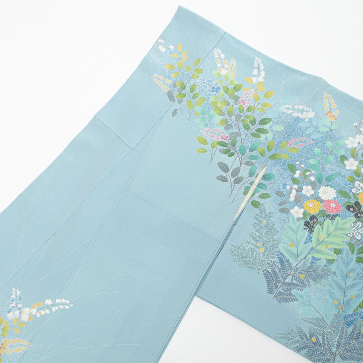 手描友禅 奥田秀水作】 訪問着 四季花 瑞鳥文 瓶覗 正絹 袷 身丈：約