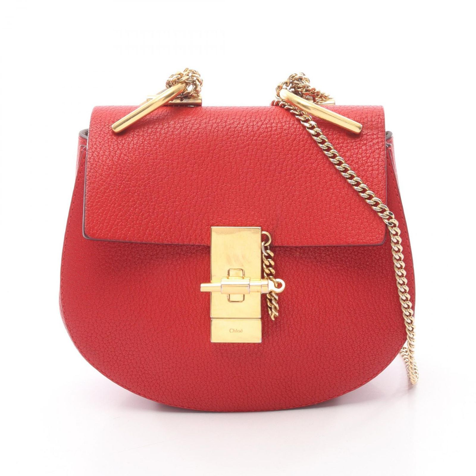 【美品】Chloé クロエ　Drewドリュー　ショルダーバッグ レッド クロエ Chloe ショルダーバッグ Drew ドリュー レッド レザー ドリュー