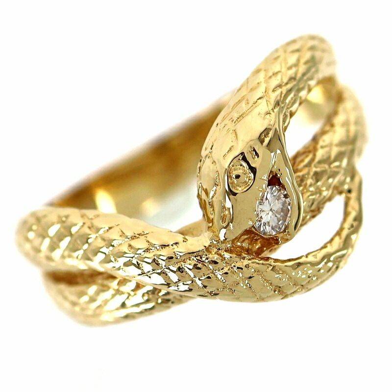 スネーク リング 13号 18金 K18YG ヘビ ダイヤ入り ジュエリー レディース メンズ アクトワン